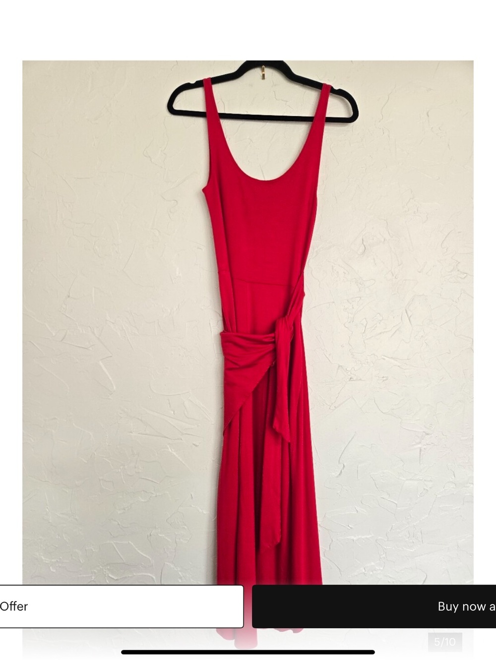 Reformation Red Sleeveless Tie-Waist Midi Dress